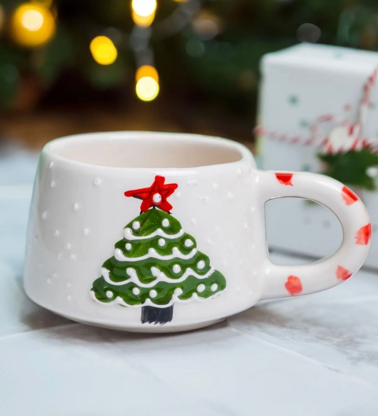 El Yapımı Seramik Yılbaşı Ağacı Kupası