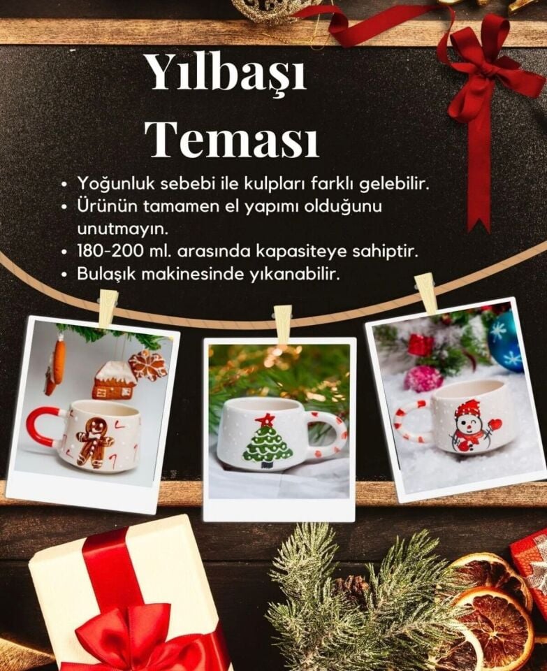 El Yapımı Seramik Yılbaşı Ağacı Kupası