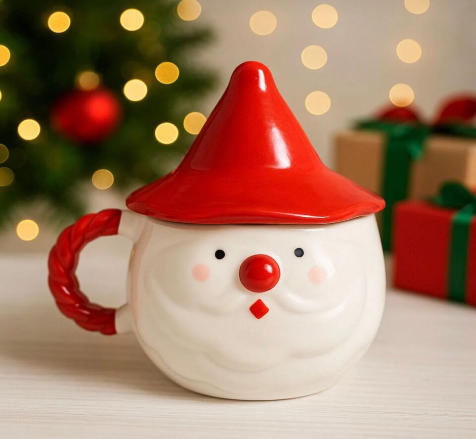 El Yapımı Seramik Noel Baba Kupa