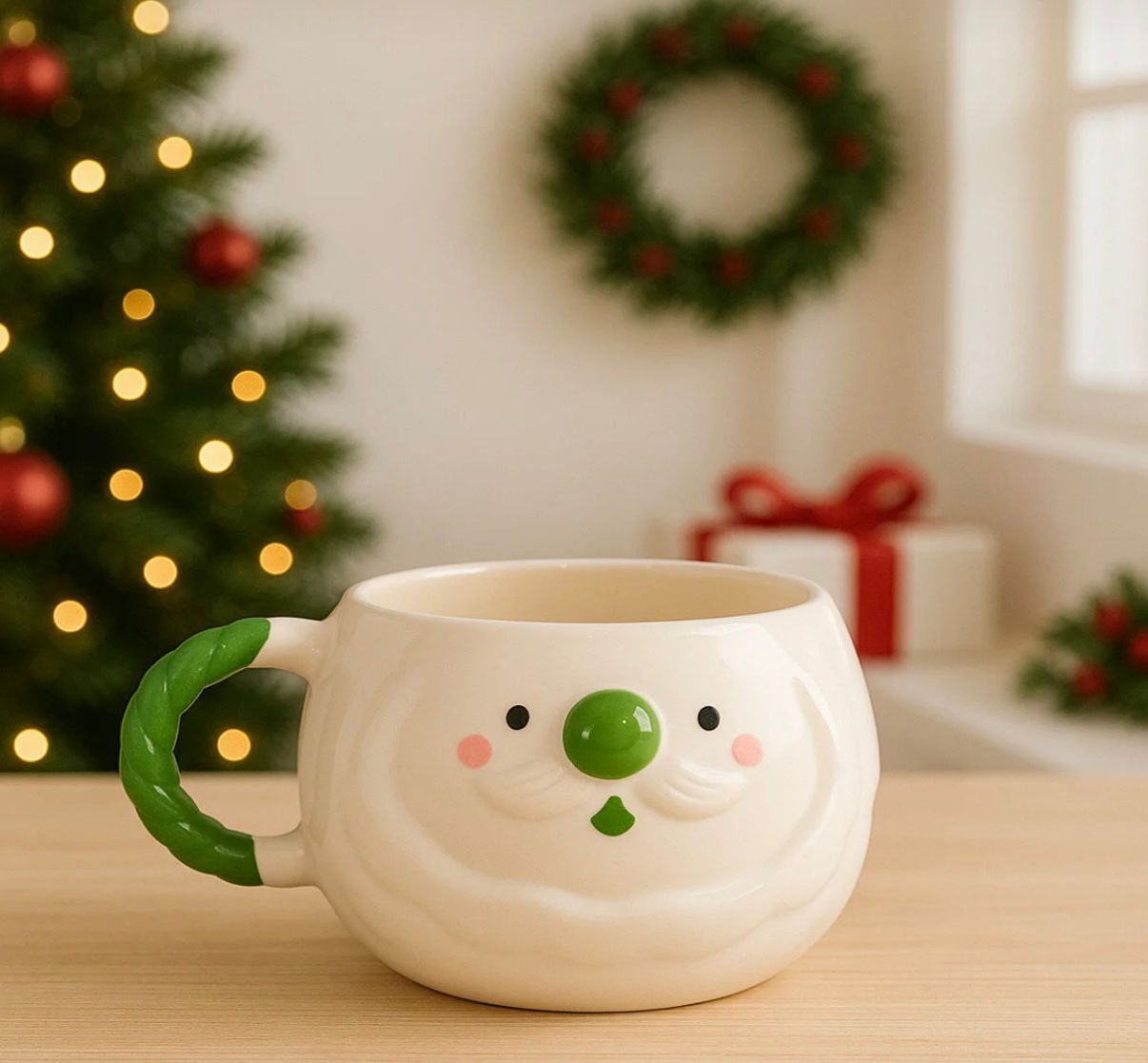 El Yapımı Seramik Noel Baba Kupası