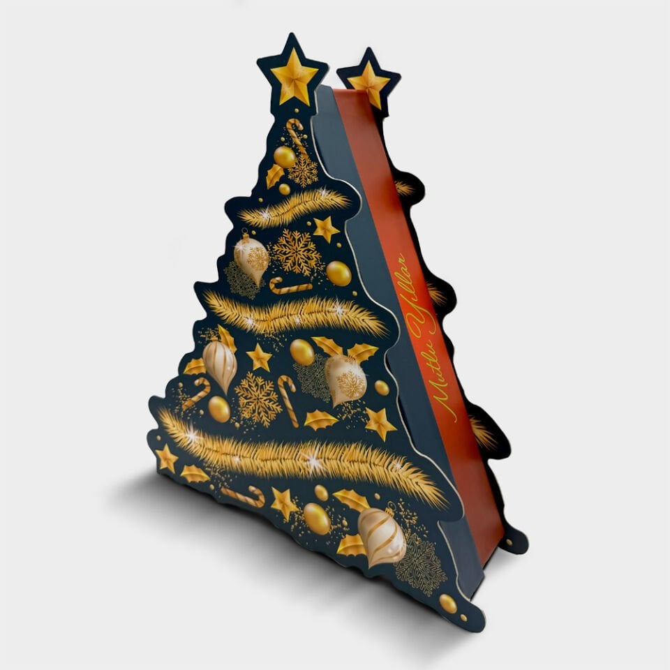 Özel Kesim Altın Işıltı Üçgen Kutu